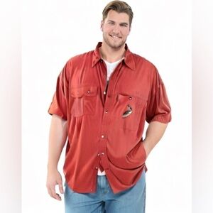 North River Outfitters Red Outdoors Short Sleeve Button Up Shirt Men's XXL